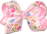 Toddler Easter Eggs on Chiffon over Light Pink Double Layer Overlay Bow